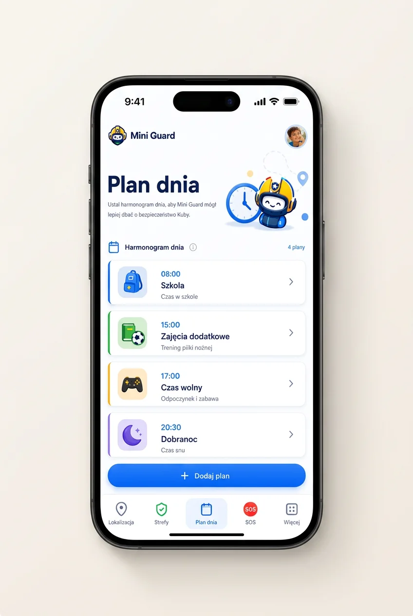 Ekran nagród i planu dnia Mini Guard